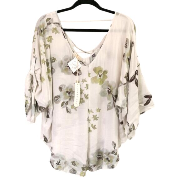 Lovestitch Floral Cross Front Tunic Top Size M/L - Picture 5 of 7
